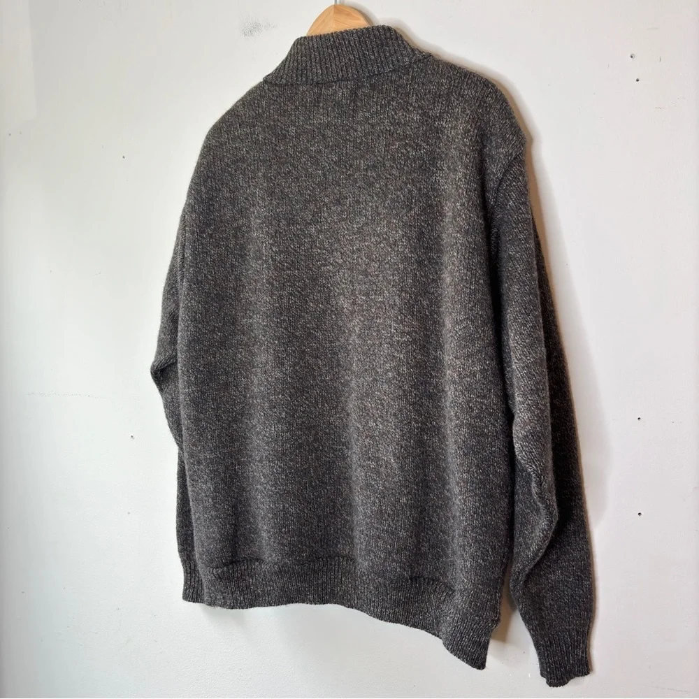 Woolrich Vintage USA Speckled Wool Blend Fleece Lined‎ Zip Up Cardigan Sweater L